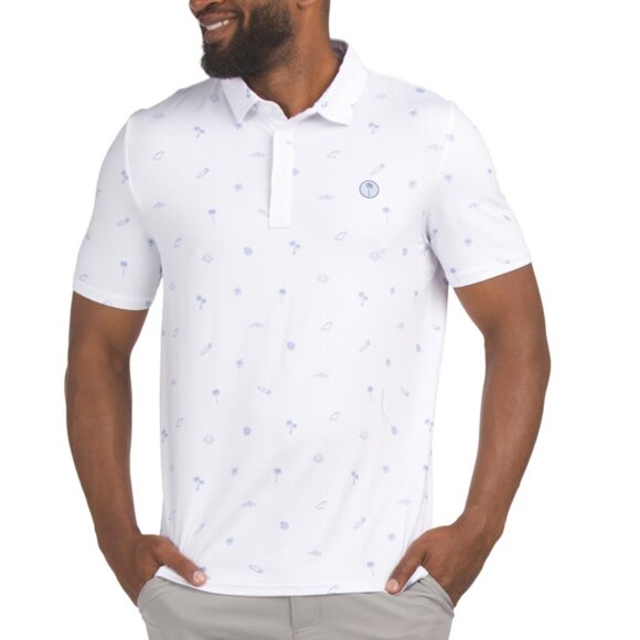 PALM GOLF White Beachside Printed Polo - Picture 1 of 2